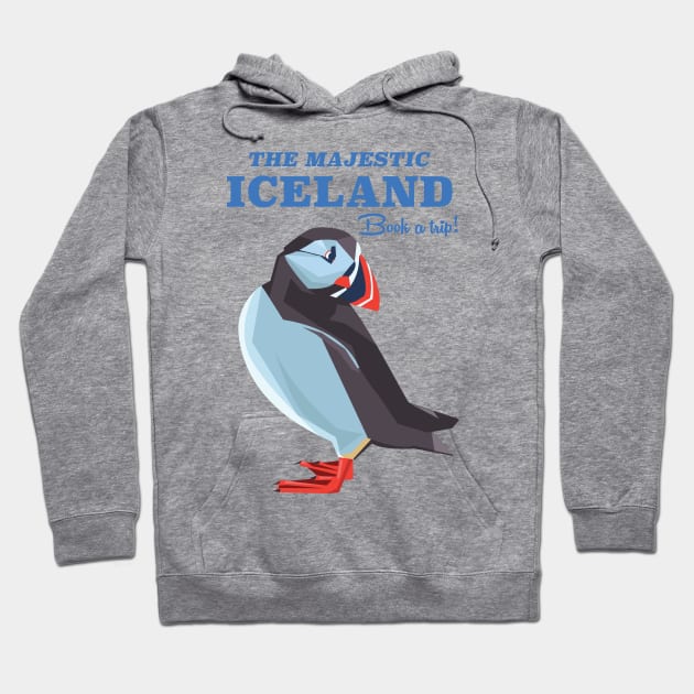 Iceland Puffin vintage travel poster Hoodie by nickemporium1